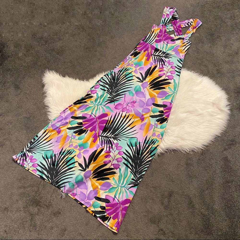 Tropical print maxi dress